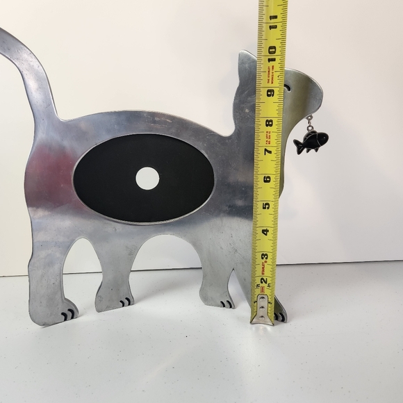 Cat Fish Photo Frame Large Silver Metal Freestanding Curved 11” Decor 4x6 Cats - Picture 7 of 9
